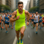 un sportif athlète entrepreneur qui coure plus vite que ses concurrents