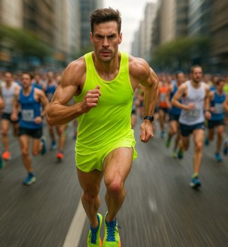 un sportif athlète entrepreneur qui coure plus vite que ses concurrents